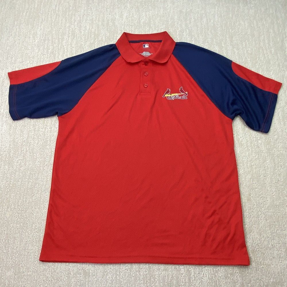 ST LOUIS CARDINALS Mens Red Blue XL Short Sleeve Polo Shirt MLB